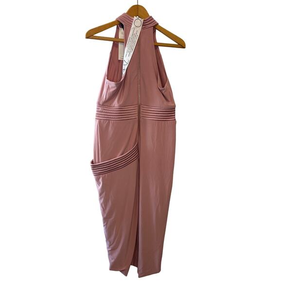 Zhivago NWT Pink Miracle Satin Halter Midi Dress Size 8 Bodycon Cocktail Evening - Picture 5 of 12
